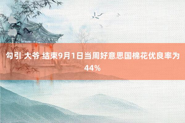 勾引 大爷 结束9月1日当周好意思国棉花优良率为44%