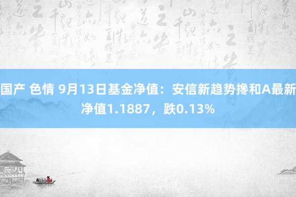 国产 色情 9月13日基金净值：安信新趋势搀和A最新净值1.1887，跌0.13%