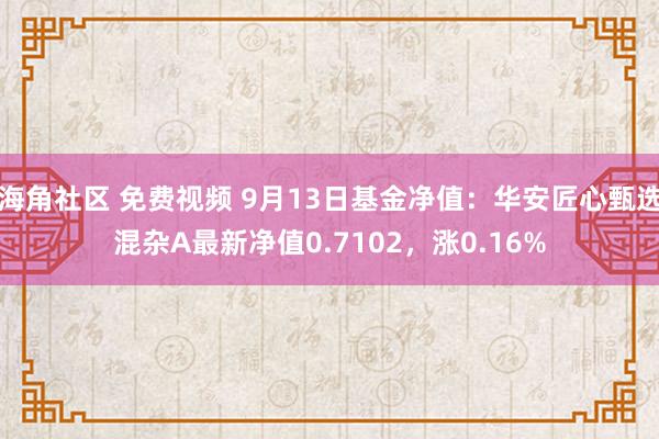 海角社区 免费视频 9月13日基金净值：华安匠心甄选混杂A最新净值0.7102，涨0.16%