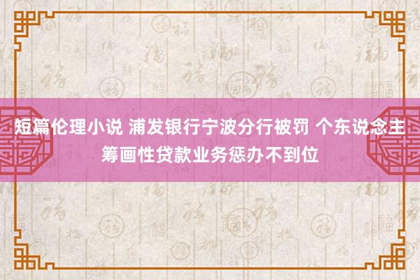 短篇伦理小说 浦发银行宁波分行被罚 个东说念主筹画性贷款业务惩办不到位