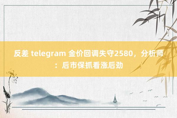 反差 telegram 金价回调失守2580，分析师：后市保抓看涨后劲