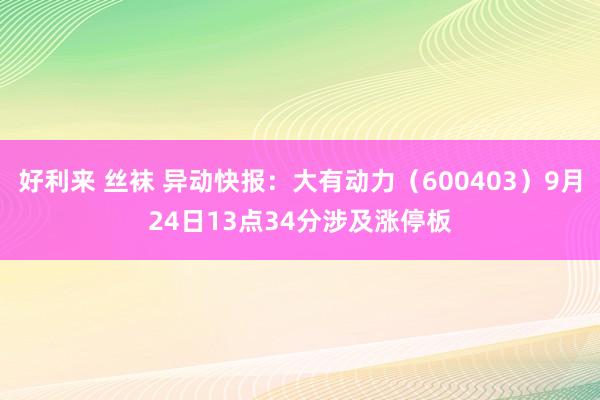 好利来 丝袜 异动快报：大有动力（600403）9月24日13点34分涉及涨停板