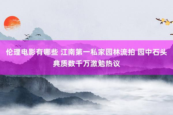 伦理电影有哪些 江南第一私家园林流拍 园中石头典质数千万激勉热议