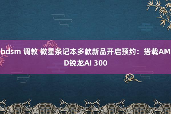 bdsm 调教 微星条记本多款新品开启预约：搭载AMD锐龙AI 300