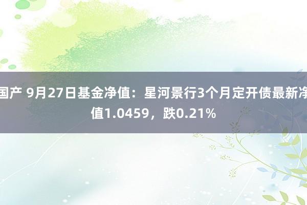 国产 9月27日基金净值：星河景行3个月定开债最新净值1.0459，跌0.21%