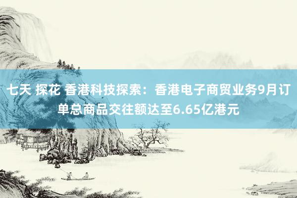 七天 探花 香港科技探索：香港电子商贸业务9月订单总商品交往额达至6.65亿港元