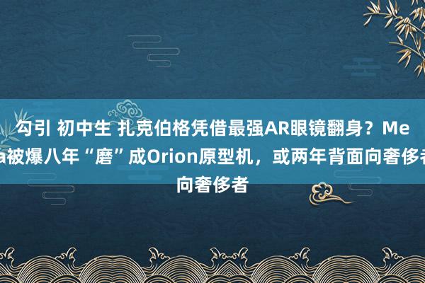 勾引 初中生 扎克伯格凭借最强AR眼镜翻身？Meta被爆八年“磨”成Orion原型机，或两年背面向奢侈者