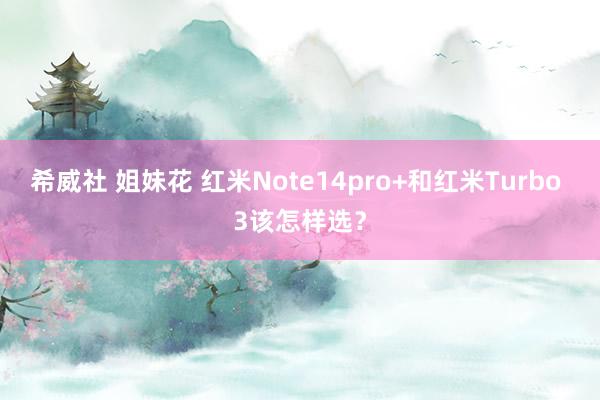 希威社 姐妹花 红米Note14pro+和红米Turbo 3该怎样选？