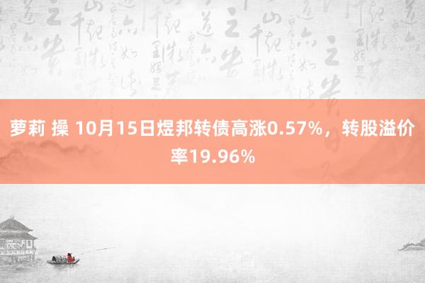 萝莉 操 10月15日煜邦转债高涨0.57%，转股溢价率19.96%