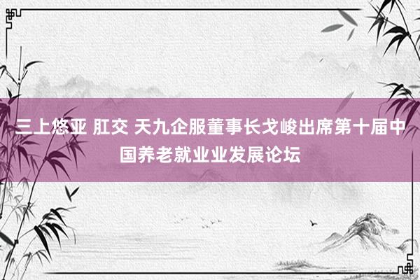 三上悠亚 肛交 天九企服董事长戈峻出席第十届中国养老就业业发展论坛