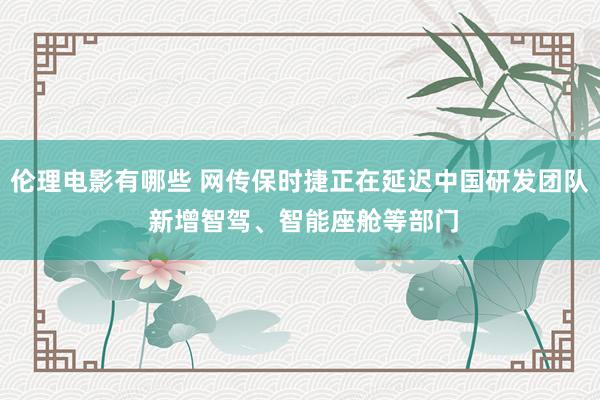 伦理电影有哪些 网传保时捷正在延迟中国研发团队 新增智驾、智能座舱等部门