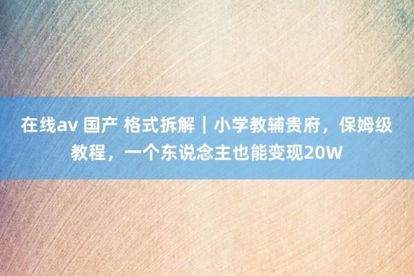 在线av 国产 格式拆解｜小学教辅贵府，保姆级教程，一个东说念主也能变现20W