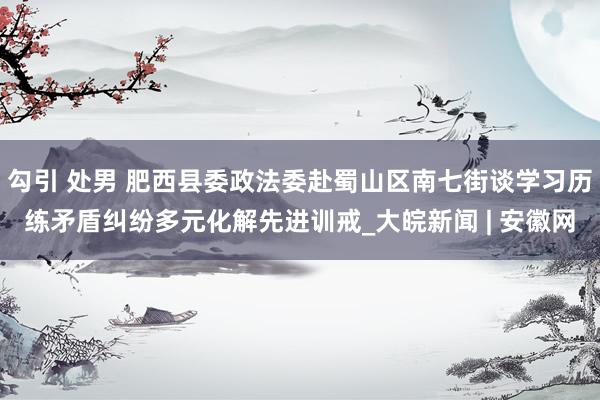 勾引 处男 肥西县委政法委赴蜀山区南七街谈学习历练矛盾纠纷多元化解先进训戒_大皖新闻 | 安徽网