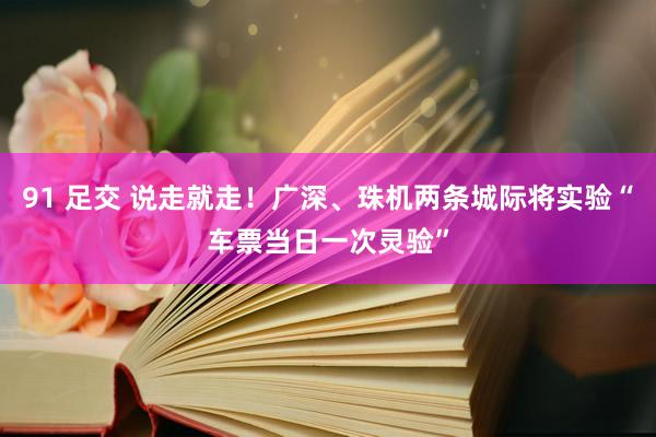 91 足交 说走就走！广深、珠机两条城际将实验“车票当日一次灵验”